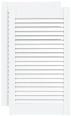 vidaXL Portes d'Armoire à Persiennes 2 pcs, Portes de Placard à Chaussures, Panneaux de Radiateur, Décoration d'Intérieur, Blanc Bois de Pin Massif