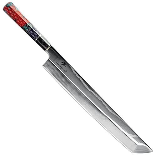 WERWER Coltello da 12 pollici da cucina sashimi VG10. Coltelli per il rifornimento di acciaio Damascus Coltelli di utility che affetta il coltello dei sushi del pesce del salmone