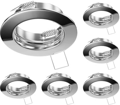 ledscom.de 6 pcs. recessed Ceiling Frame Fere, Round, Glossy Chrome