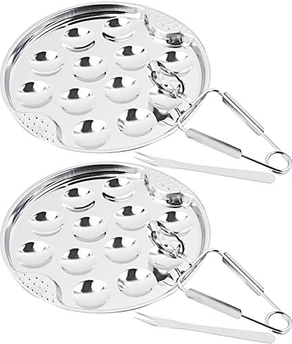 DBAILY Escargot Piatto in acciaio inox, 2 pezzi, piatto per lumache con 12 fori, con pinze e forchetta, creativo, riutilizzabile, per cucina, ristorante occidentale, piatto di pesce