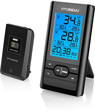 Hyundai Wetterstation WS 1070 B I Innen- und Außentemperatur I Luftfeuchtigkeit I Wecker