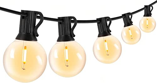 LED Lichterkette Außen Strom - 10M 15+1 G40 Glühbirnen Wetterfest Lichterketten Aussen IP44 Wasserdicht Outdoor Lichterkette Warmweiße für Außen Balkon Garten Terrasse (10M 15+1)
