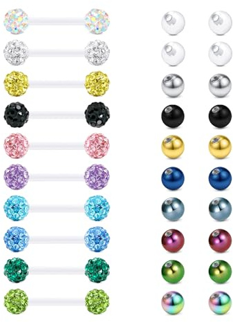 Rajnard plast tungstänger 12/14/16/18/25/32/35/38 mm tungstång piercing klar tungpiercing smycken bröstvårta stänger 14 g flexibel rak skivstång för kvinnor mig, Plast