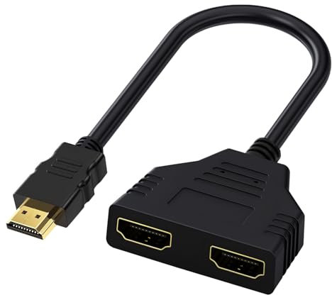 SopwMap Adattatore Splitter HDMI, HDMI Maschio a Doppia Presa HDM I Femmina, Cavo Adattatore Splitter da 1 a 2 Vie per HDTV, LED, Monitor LCD e Proiettori, Supporta Due Televisori