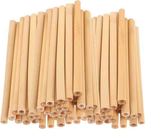 Canape King 500pcs Natural Drinking Straws | 14cm Disposable Reed Grass Wooden Straws | Biodegradable Reusable Bamboo Straw | Heavy-Duty Straws Perfect for Cocktail Juice Smoothies Coffee