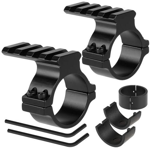 Adaptateur De Bague De Lunette en Alliage D'aluminium avec Rail, Supports De Pince De Lumière Tactique for Optique De Lunette De Lampe De Poche(2 Pack)