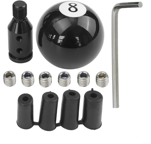 Fauhapyway Pommeau de levier de vitesse de billard à transmission manuelle avec adaptateurs Noir 8 boules