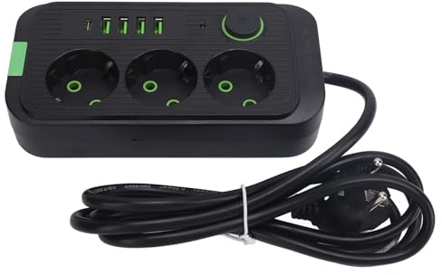 CHICIRIS 3 Ruta de Salida USB C Conexión Ensamblada Tamaño Portátil de Destinatario Eléctrico para la Oficina (Black)