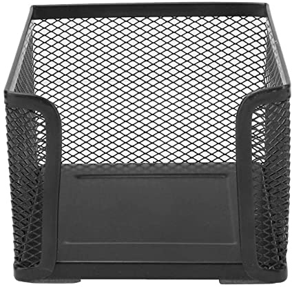 Zuoeay Caja de notas de malla de alambre de metal para escritorio de oficina, estante de almacenamiento de tarjetas para tijeras, notas adhesivas, organizador de colección de escritorio, cubo de notas