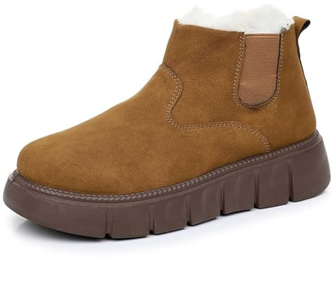 Stivali Marroni Donna Tacco Platform Senza con e Plateau Stivaletti Inverno Imbottitura Calda Scarpe Pelo Scarpa Invernale Uomo