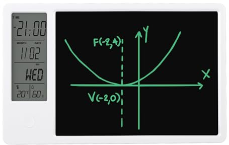 Ausla Digital Desktop Calendar with LCD Writing Tablet, 9.5 Inch Erasable Memo Board & Digital Clock with Date, Desk Organizer for Home and Office (White)