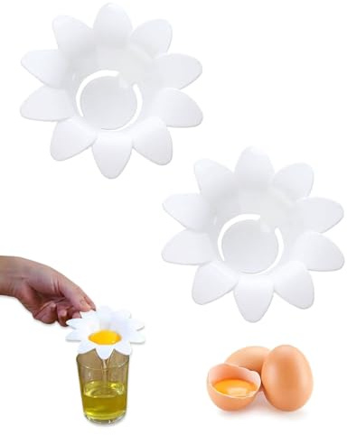 ZEXIJOW 2 pezzi Separatore di uova a forma di margherita,Strumento per separare i tuorli d'uovo per la cucina e la pasticceria,Di uova rotondo per separare gli albumi dai tuorli
