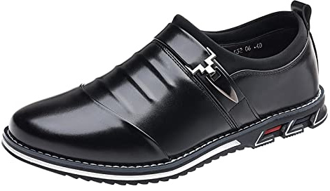 OBiQuzz Business skor herr läder slip on halvskor | Fritid läderskor halkfria mockasiner bekväma slip-skor andningsbara arbetsskor