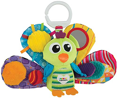 LAMAZE Jacques the Peacock, Clip on Pram and Pushchair Newborn Baby Toy, Sensory Toy for Babies Boys and Girls from 0 to 6 Months