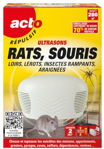 Retro rus3 - Repellente ultrasuoni per ratti / topi / ghiri, 280 m2