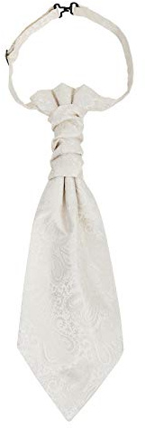 Hombre Corbata de Plastrón Pre-atado Ajustable con Cierre de Gancho Plastrón de Boda - Paisley Blanco