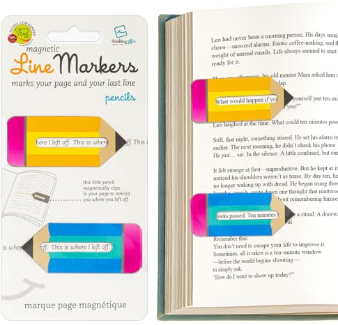 Gifts for Readers & Writers Linemarker Magnetic Bookmarks for Women & Men Pencils, Set of 2 Magnet Bookmark Clips, Magnetic Page Holder & Book Marker for Reading with Cute Bookmarks Design for Kids