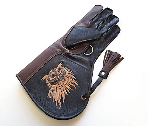starlingukpk Gants de fauconnerie double couche en cuir de vache véritable de qualité, gants de manipulation d'oiseaux/gants pour animaux domestiques, marron et noir (taille M)