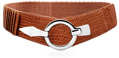 Glamexx24 dam midjerörda elastiskt bälte 6 cm brett höftbälte silverring