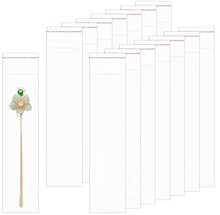 300pcs 2 x 8 Cello Long Resealable Cellophane Bags - Food Contact Safe 50µm OPP Self Adhesive Bags for Pretzel, Cookies, Candies, Jewelry, Crafts, Candles, Party (3 Sizes)