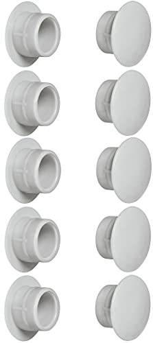 cyclingcolors 10x Abdeckkappen Kunststoff Blindbohrung Stopfen Blindstopfen Abdeckung Möbel (Ø15mm/lichtgrau RAL 7035)