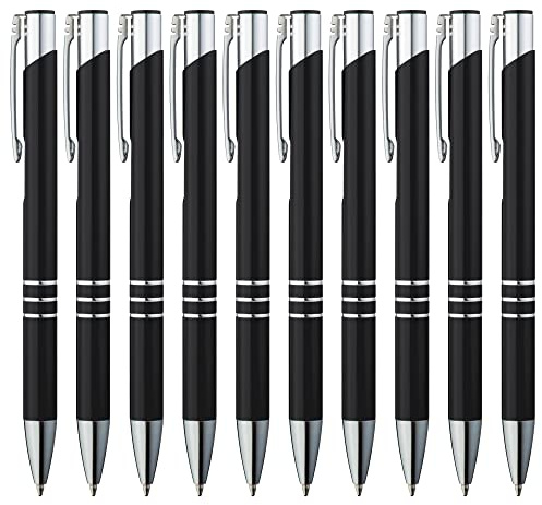 GIMEI® Metall Kugelschreiber 50 Stück | Premium Set Hochwertig für Einfaches & Weiches Schreiben | Blauschreibender Kulli Schwarz als Optischer Hingucker
