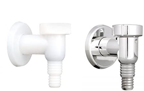 Washing Machine/Dishwasher Waste Pipe Drain Trap/with Non Return Valve / 90° Degree Angle Fitting/Plastic Self Cutting Out Nozzle Valve/Available in White and Chrome. (Chrome)