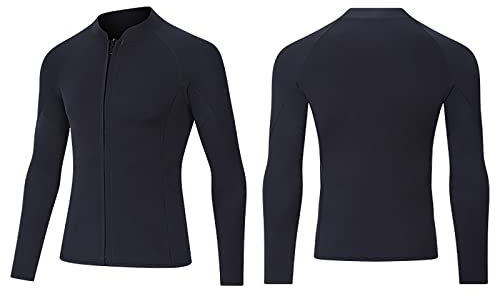 Vuxen Våtdräkt Enfärgad Långärmad Topp 3MM Neoprenjacka Med UV-skydd & Front Zip Dykardräkt För Män Kvinnor Snorkling Surfing Simning,L,Men