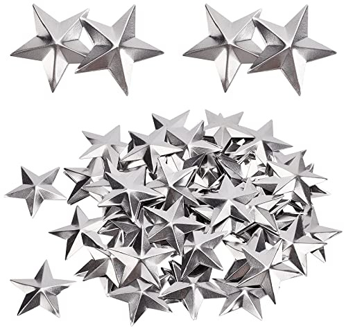 GORGECRAFT 100PCS 1.5 Galvanized Metal Stars Vintage Rustic Star Silver Primitive Stars Three Dimensional Christmas Tree Star for Hanging Wall Holiday Wreath Decor Handmade Accessory