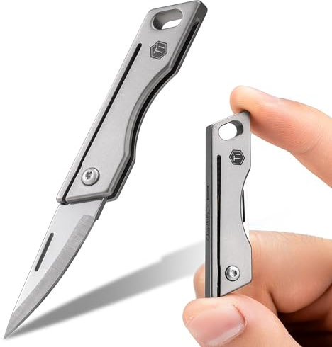 KeyUnity KK06 Mini-EDC-Taschenmesser, kleines Titan-Klappmesser mit integriertem Schlüsselloch für den täglichen Gebrauch