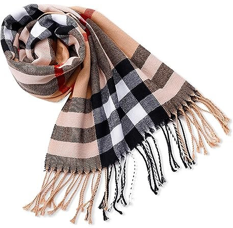 PUERHUACI Schal Kariert Damen Winter,Schal Herren Winter 35x190cm,Tuch Braun,Schals Winter Warmes Weiche Mode