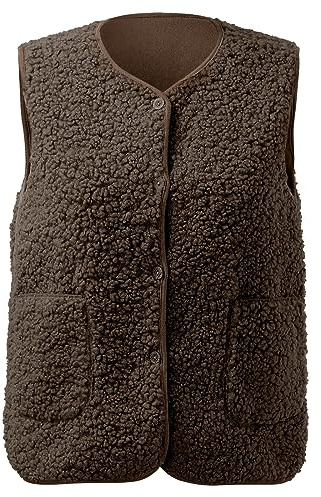 Pälsväst dam fleeceväst plyschväst fuskpäls teddy fleece väst med fickor höst vinter utomhus mjuk varm dunväst quiltad väst bekväm ärmlös väst av teddypäls klassisk passform