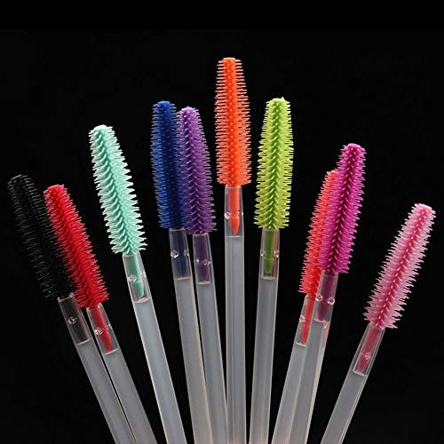 Eyelash Extension Disposable Eyebrow Brush Mascara Wand Applicator, Wand Applicator Silicone Eyebrow Comb Cosmetic Brushes(red)