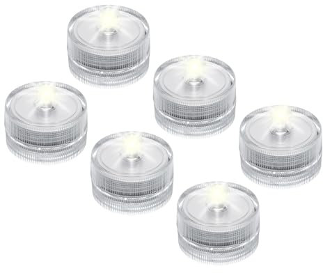 sourcing map Submersible Bright LED Tea Light, White Waterproof Flameless Candles for Party Wedding Festivals Decor, Pack of 6