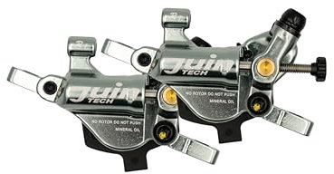 Juin JuinTECH R1 Hybrid Hydraulic Disc Brake Set: Front & Rear Cable-Actuated Post Mount Calipers for Road & Cyclocross (CX), Works with Mechanical STI, Incl. 160mm Rotors, Tool-Free Adjust (Grey)