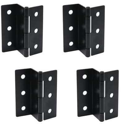 T Tulead Half-Surface Hinges 3-Inch Chest Hinges Iron Offset Door Hinge 270 Degree Three Folding Hinge Black Box Cabinet Hinges 4PCS with Screws