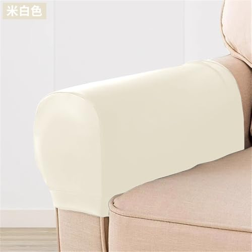 Fansu Funda Reposabrazos Sofa 2 Par de Protector de Reposabrazos Sofa, Cuero PU Funda para Brazos de Sofa Antimanchas Funda Elástica Reposabrazos Sillon Extraíble y Lavable (Queso)