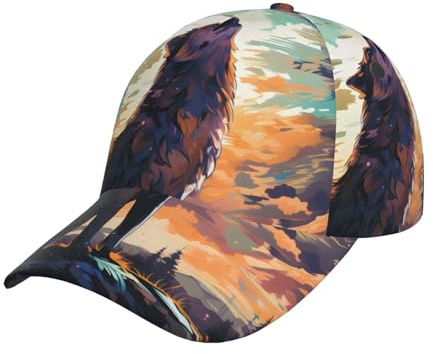 The Wolf Growls Pattern Baseball Cap Unisex Adjustable Baseball Hats for Sports Outdoor Black, Black, One Size, Schwarz, EinheitsgröÃŸe