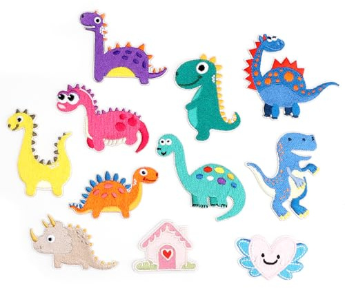 11 piezas de parches de dinosaurios para planchar, parches bordados termoadhesivos para niños, parches para planchar o coser, pegatinas decorativas termoadhesivas para ropa, pantalones, bolsos
