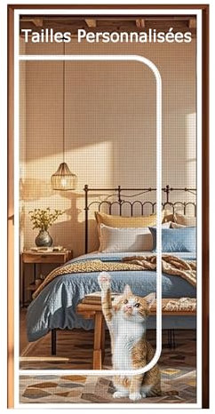 Rideau Anti Moustique Personnalisable, Porte Moustiquaire pour Chat, Maille Fine Rideau Anti Insectes, Moustiquaire Porte Fenetre, pour Couloirs, Portes, Patio