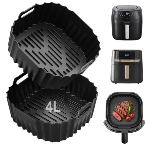 Silicone Air Fryer Liners for Russell Hobbs 4L / 4.3L (27160/27610),2 PCS | Airfryer Accessories Silicone Moulds for Russell Hobbs Replacement Draw, Reusable Silicone Non-Stick Dishwasher safe
