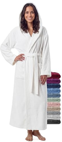 jazzylab Peignoir Femme Extra Long à Capuche – 100% Coton Éponge 380 g/m² | Confort enveloppant pour le sauna, le spa ou la maison, avec douceur, absorption et chaleur au quotidien