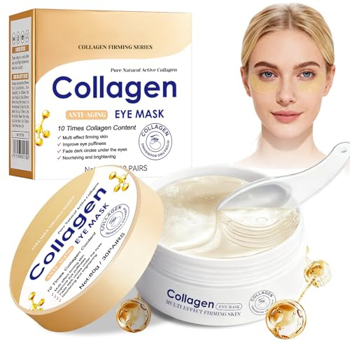 60 Pezzi Maschera Occhi Collagene Anti-Cerchi Anti-Età Idratante e Rassodante, Patch Occhi Gel Adesivo per Ridurre Rughe e Occhiaie, Cura Del Contorno Occhi Spa,Regalo 80g