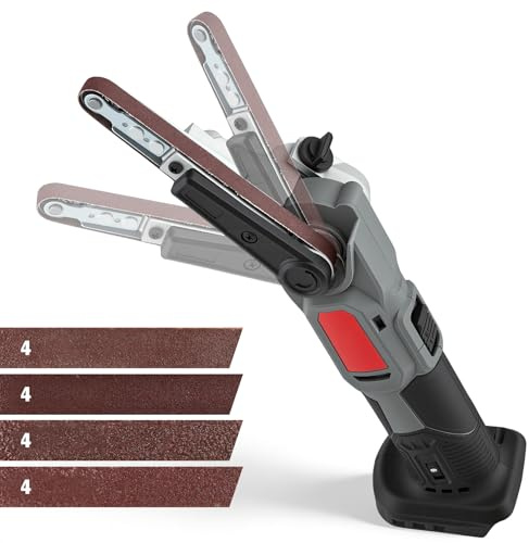 Lijadora de banda inalámbrica compatible con Ma-kita 18V, lima de banda sin escobillas con brazos de lijado de 10 mm Incl. 16 bandas abrasivas, 6 niveles de velocidad y banda abrasiva orientable 35°