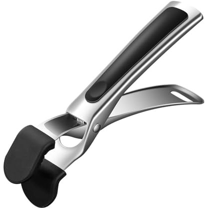VELAJA Pinza da Cucina in Acciaio Inox, Pinza Anti-Scaldature con Testa Larga in Silicone a Texture Ondulata, per Togliere Ciotole e Piatti Caldi dal Forno e Friggitrice ad Aria