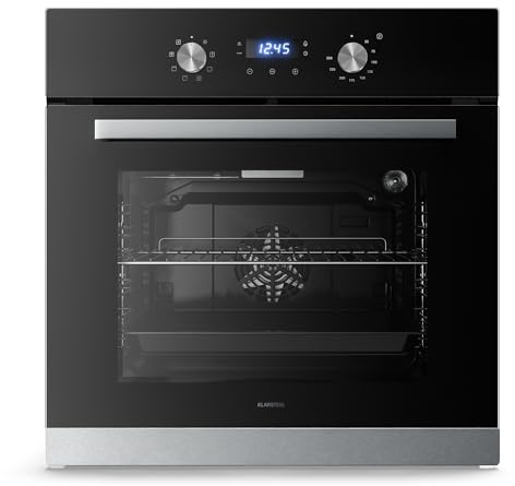 Klarstein Verosteel Inbyggnadsugn 60 cm – 67 L Elektrisk ugn, 8 Cooking Mode, energiklass A, rostfritt stål & glas, timer, bakplåt