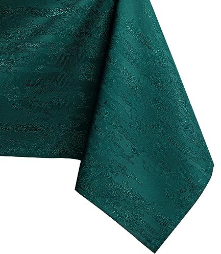 AmeliaHome Tischdecke 120x120 cm Tischtuch Tafeldecke Fleckschutz Lotuseffekt Abwaschbar Wasserabweisend Ornament Vesta flaschengrün