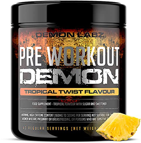 Pre Workout Demon - Advanced Pre-Workout Energy Powder with Creatine, Caffeine, Beta-Alanine & Glutamine, Berry Blast, 360g - 40 Servings
