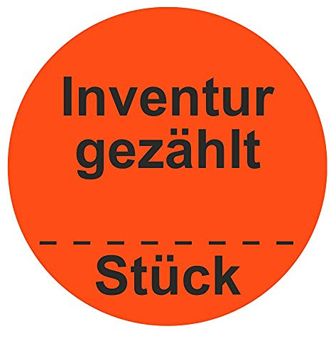 Etichette per inventario, adesivi per inventura, diametro 50 mm, 500 pezzi (rosso fluorescente)