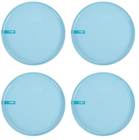 YöL Set of 4 Two Tone Plastic Dinner Plates Reusable Camping Summer Party BBQ Caravan